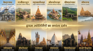 12 ज्योतिर्लिंग महादेव मंदिर और भगवान शिव की दिव्य छवि