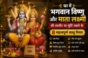 भगवान विष्णु और माता लक्ष्मी की तस्वीर घर के पूजा मंदिर में