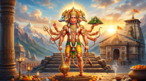 Panchmukhi Hanuman Ji HD image with five faces and divine spiritual aura