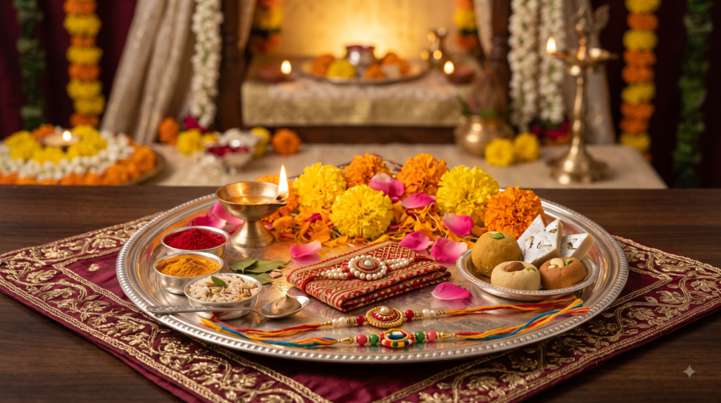 raksha bandhan puja thali rakhi
