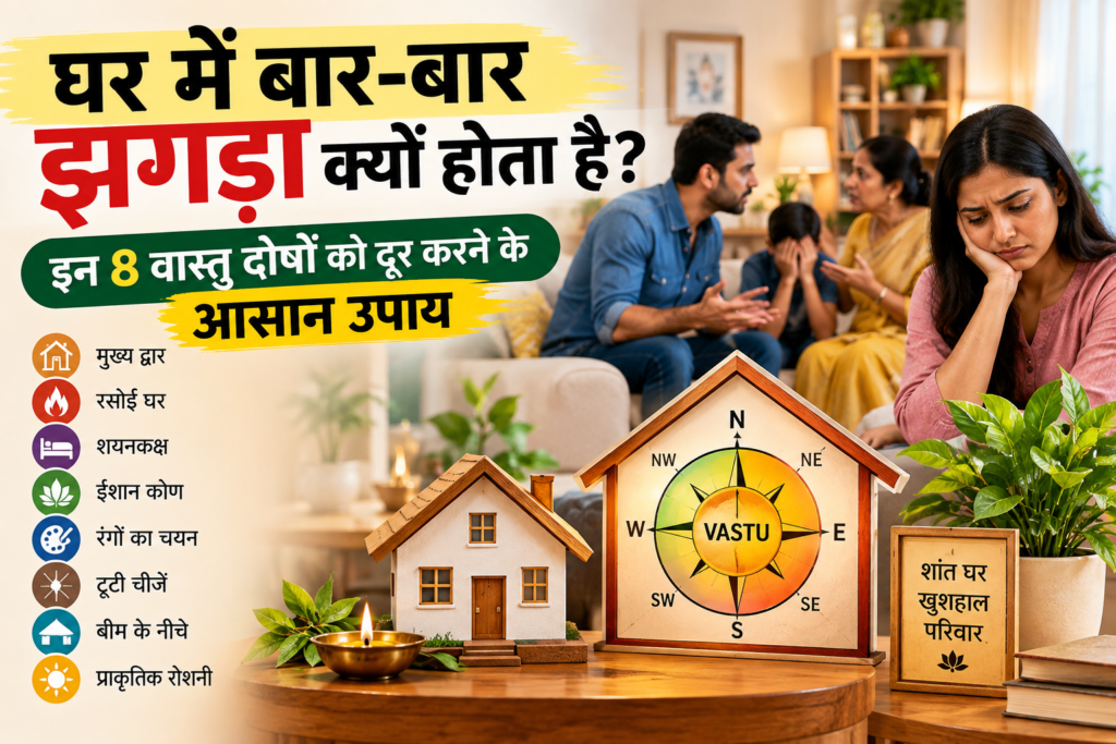 घर में बार-बार झगड़ा क्यों होता है? इन 8 वास्तु दोषों को दूर करने के आसान उपाय घर में बार-बार झगड़े के 8 वास्तु दोष