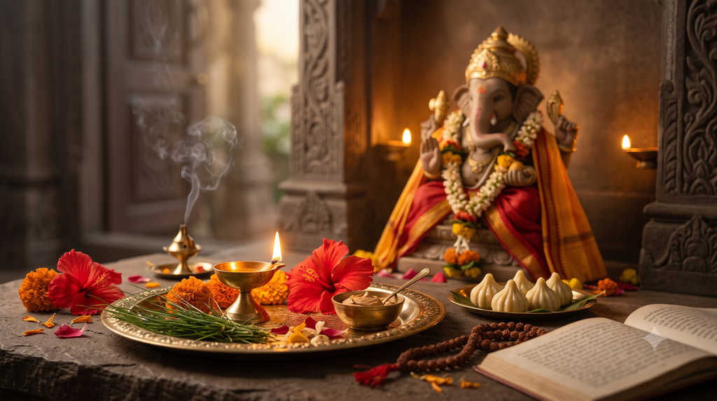lord ganesha puja thali worship
