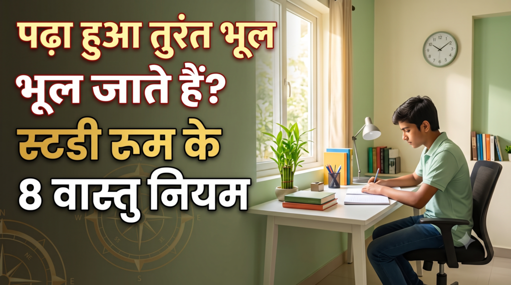 पढ़ा हुआ तुरंत भूल जाते हैं? स्टडी रूम में आज ही अपनाएं ये 8 वास्तु नियम स्टडी रूम में पढ़ाई करते छात्र और वास्तु के 8 नियम