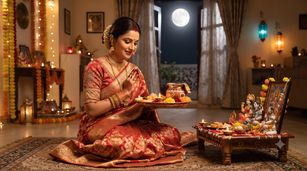 karwa chauth puja thali.
