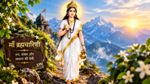 माँ ब्रह्मचारिणी की सफेद वस्त्रों में दिव्य छवि