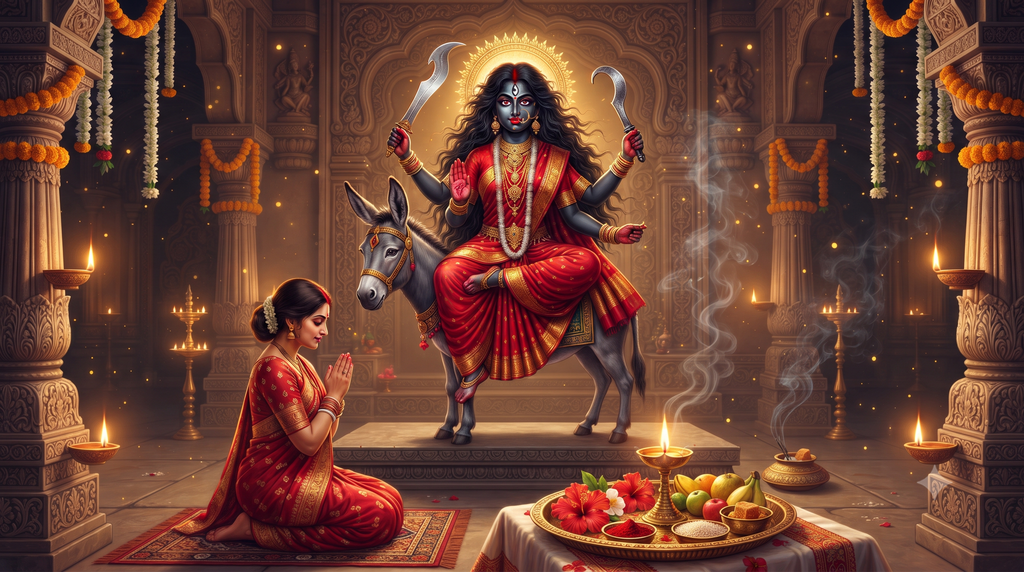 माँ कालरात्रि पूजा विधि, मंत्र, कथा और महत्व maa kalaratri navratri puja aradhana